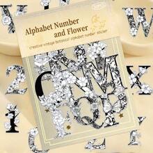 50pcs Letters And Numbers PET Stickers Hot Stamping Decals For Laptop Notebook Suitcase Skateboard Guitar DIY Aesthetic Transparent Stickers - 1 Set - View 6