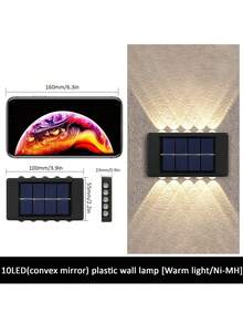 1/2/6 Stücke Solarwandleuchten, 8/10 LED Automatik-Sensor wasserdicht, Auf- und Abwärtsbeleuchtung Außendekorationslampen für Garten, Garage, Terrasse, Deck, Treppen - Schwarz - Übersicht 18