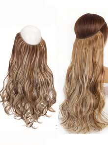 1pc Women's Lace Front Wig, Long Curly U-Part Wig, Synthetic Hair Extension - Multicolor - View 5