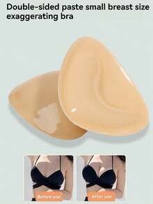 2对装女士三角双面粘胶胸垫，加厚隐形防滑可重复使用硅胶乳贴，提升胸部曲线，适用于连衣裙、泳装、胸罩 - 彩色 - 查看 5