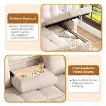 Modern Corner Sofa, Modular Sofa Bed, Convertible Sofa Bed With Sleeping Function, Equipped With Storage Space And A Retractable Cup Holder, Ideal For The Living Room, Etc. [Previous Reference: N653P2431A] - 杏色 - 查看 5