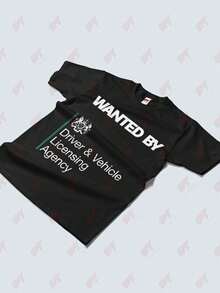 Wanted By DVLA Meme Funny T-Shirt - Black - View 3