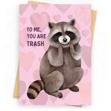 Funny Raccoon Valentines Day Card, Raccoon Greeting Cards, Funny Valentines Including Envelope - Multicolor - View 2