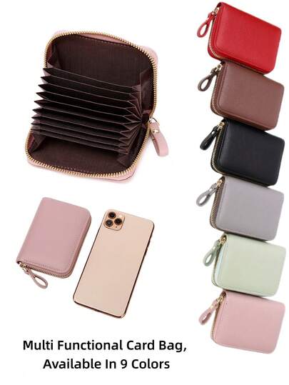 Card Wallet, Coin Wallet, Multifunctional Wallet, Unisex, Rfid Shielded Credit Card Clip, Multifunctional Pu Leather Zipper Card Holder Wallet, Anti-Theft Ultra-Thin Coin Wallet With Slot, And Men's And Women's Portable Waterproof Card Storage Devices Are Ideal Choices For Daily Commuting And Travel, Giving Gifts To Loved Ones, Friends, And Birthday Gifts
