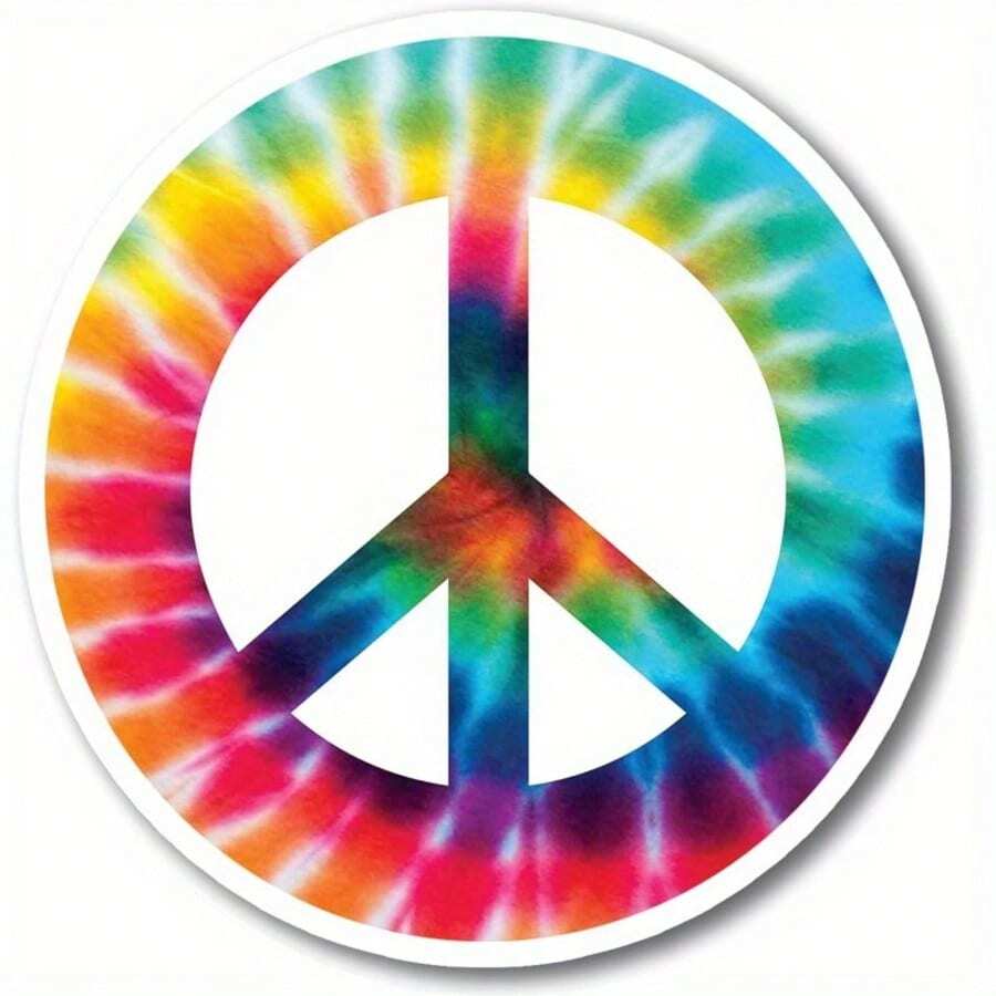 2个Magnet Me Up扎染和平标志磁性贴纸，5英寸圆形重型汽车磁铁，适用于轿车、卡车、SUV、保险杠和储物柜 - 均碼 - 查看 1