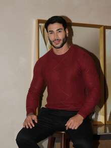 High-Quality Men's Knit Sweater For Cold Weather, Autumn/Winter, Long Sleeves, Father's Day. - 紅色 - 查看 5