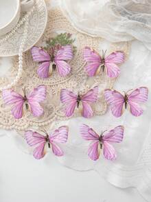 5/10/1500pcs Artificial Butterfly Decorations, Suitable For Valentine's Day, New Year, DIY Candy Box, Bridal Bouquet, Silk Flowers, Mother's Day, Vase Decor, Home Garden Wedding Floral, Living Room, DIY Candy Box, Wreath, Fake Plants, Home Decor, Bouquet, Tabletop Decoration - Pink - View 3