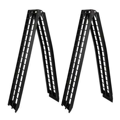 2pcs Black 120" Aluminum Folding Arched Dual Runner ATV Ramps 1200 Lbs Capacity