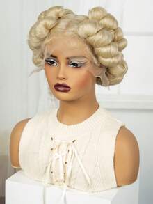 A ANYTIME 高清合成编织假发 全蕾丝假发 无结盒式辫子假发 手工非洲编织假发 - 金色 - 查看 6