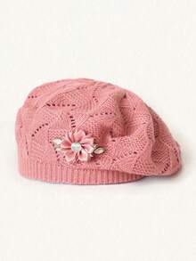 1顶女士水钻花朵镂空休闲贝雷帽，适合日常佩戴和聚会场合。 - 彩色 - 查看 23