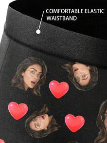 1pc Customized Face Printed Men's Briefs, Personalized Photo Underwear, Customized Face Briefs, Personalized Briefs Gift, Funny Face Briefs, Anniversary Gift, Valentine's Day Gift, Birthday Gift, Wedding Gift, Best Friend Gift, Boyfriend Gift, Husband Gift, Gift For Him - Black - View 5