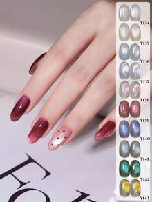 12毫升容量 2026春夏新款新年圣诞礼盒套装，流行款玉釉闪亮星空水钻碎钻银河玻璃珠猫眼凝胶指甲油 - 彩色 - 查看 3