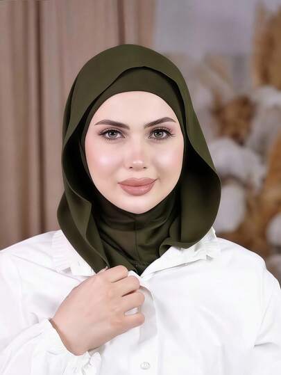 1pc Women's Solid Color Balaclava Ski Mask Neck Warmer Elastic Headband Turban, Breathable Comfortable Stretchy Wide-Brim Sweat-Absorbent Multifunctional Sports Headwear, Minimalist Fashion Scarf, Hood And Matching Headband In One