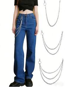 1件装时尚白色K极简双层朋克嘻哈腰链，适合女性参加夏季派对、秋季上学、万圣节等场合 - 白色 - 查看 6