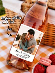 10pcs Customized Photo Wine Label,Custom Wine Label, Customize Photo And Text Wedding Gift, Proposal Gift, Couple Engagement Gifts, Birthday Wine Label, Birthday Wine Stickers ﻿ - Multicolor - View 2