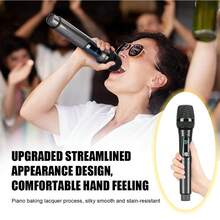 LMBGM 无线可充电麦克风，双通道无线麦克风即插即用，配有 2 个手持麦克风，适用于卡拉 OK、演讲、婚礼等场合。 - 黑色 - 查看 3