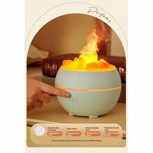 Humidificador De Luz Ambiental Led De Piedra De Sal, Luz De Llama De Modo Doble Y Máquina De Aromaterapia De Color Gradiente USB, Una Combinación De Dos En Una Luz Nocturna Y Humidificador Junto A La Cama - 1PC - Ver 7