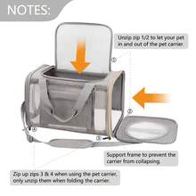 可折叠宠物航空包，顶部通风设计，符合航空运输标准，适用于体重低于 15 磅的猫和小型犬。 - 彩色 - 查看 6