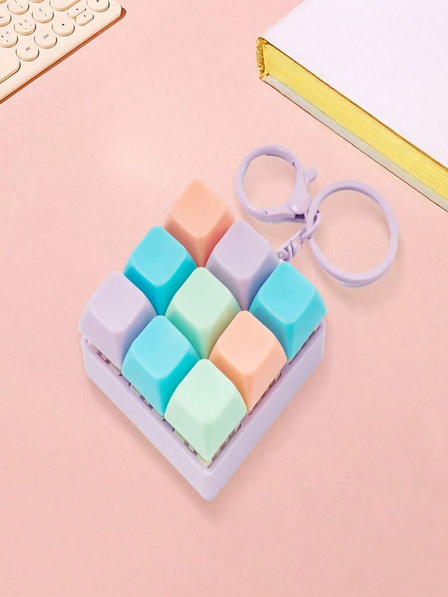 1PC Cute Macaron Fidget Keyboard Keychain, Pressable Rebound Keycap Stress Relief Toy With Double Ring Key Holder, Perfect For Daily Commute, Office, School, Desk Decor & Thoughtful Gift For Friends, Coworkers & Keyboard Lovers - Nhiều màu - Xem 1