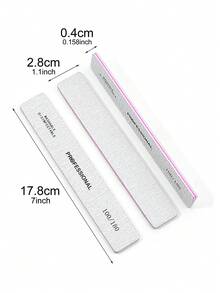 10支/15支/25支装矩形专业指甲锉，包含80/80目、100/180目指甲锉 - 灰色 - 查看 7