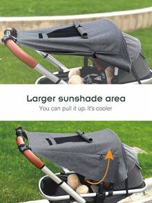 1pc Baby Stroller Sunshade And Blackout Cover With Breathable Mesh Window, Stops 95% Of Sun Rays (UPF50+), Easy Fit For Most Strollers, For All-Season Use - Grey - View 5