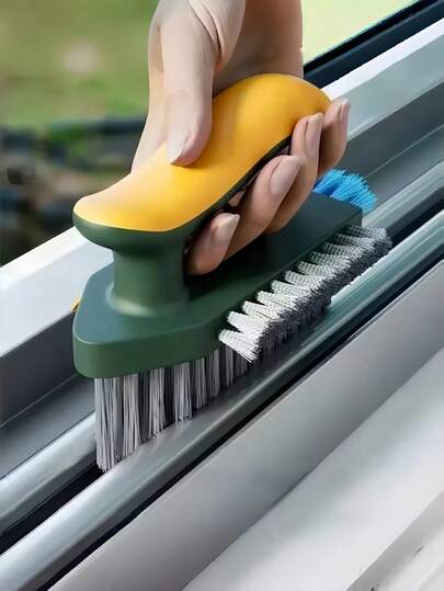 1pc Crevice Cleaning Brush, 4-In-1 FloorCleaning Brush, Multi-Functional Handheld,4 In 1 Grout Cleaning Brush With Scrape, V ShapeGrout Cleaner Brush  Cleaning Brush, No Dead Spot Brush, Ldeal HomeAccessories, Suitable For Cleaning Windows,Crevices, Stoves, Doors, Laundry Tables,Kitchen Accessories,Cleaning Supplies,Cleaning Supplies,House Essentials,Bathroom