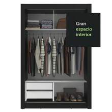 Ropero Closet Madesa Vivare 2 Puertas 1 Espejo Color Negro y Marrón - Negro y Marrón - Ver 8