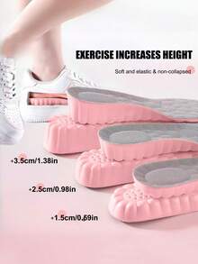 1 Pair Women's Short Stature Shock Absorbing Height Increasing Insoles, Invisible Rebound Comfortable Insoles For Prolonged Standing - Grayish Powder - 1.5cm - View 1