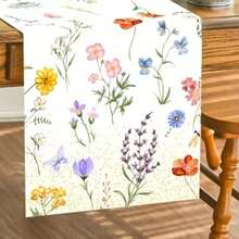 1pc Spring Wildflower Table Runner - Vibrant Green Leaf Floral Design, Ideal For Indoor/Outdoor Dining, Weddings, Parties, Seasonal Home & Garden Decor - Multicolor - View 12