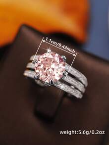 1pc Fashion Square Cubic Zirconia Ring, Suitable For Wedding, Engagement, Jewelry Gift For Valentine's Day - Champagne - View 10