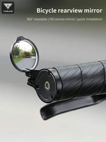 TOSUOD 1 Pair Bicycle Rearview Mirrors, 360° Rotatable High-Definition Convex Oval Mirrors - Quick Installation, Carbon Fiber Appearance In Black, Suitable For Road Bikes And Mountain Bikes, Vehicle-Specific Cycling Gear, Fashionable Bicycle Accessories | Durable - Black - View 2