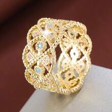 1pc Geometric Hollow Floral Arrangement Design Cubic Zirconia Inlaid Fashion Ring For Women - Multicolor - View 35