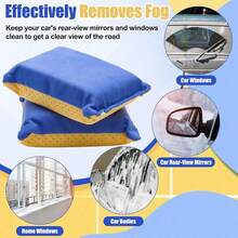1pc Multi-Functional Car Cleaning Sponge Block, Made Of Double-Sided Plush Sponge Block, Suitable For Car Window Cleaning And Defogging - None - View 3