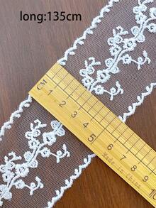 1pc Handmade Embroidered Lace Bow Waist Belt, Clothing Decor Gift Box Ribbon, Versatile Bohemian Style Waist Accessory - White - View 3