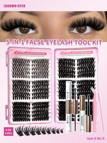 DIY Lash Extension Kit Cluster Lashes Waterproof Lash Bond And Seal Long Lasting Individual Lash Clusters Adhesive Sealant Makeup Tool - Multicolor - View 1