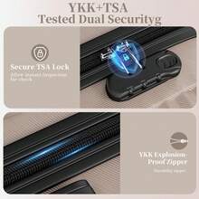 YSTYLE Set Of 4 Hardside Suitcases (12, 20, 24, 28inch), With Scratch- And Impact-Resistant ABS Shell And Spacious Design: The Ideal Travel Companion. - Champagne - View 6