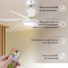 Large 42cm Ceiling Fan With Six Blades And Integrated Light. LED Lights. Remote Control, Quiet Operation, E27 Socket, High Efficiency And , Easy Installation. Modern Minimalist Style. Ceiling Fan. Fan. Fan With Lights. - 42cm - View 1