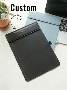 1pc Personalized Magnetic Clipboard, Customized A4 File Folder, Menu Board, Executive Meeting Folder With Pen Holder, File Folder With Gold Letter Engraving, Business Organization Gift - Multicolor - View 3