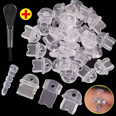 Silicone Dust Plug DIY Transparent Dustproof Dust Plugs For Type C/IOS/Android/3.5mm Jack Phone Charging Port Protectors With Brush Spring Gift