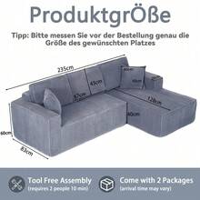 Sofas & Couches - Gray + Right Chaise - View 3