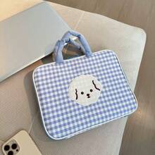 1pc Checkered Cute Cartoon Laptop Sleeve Bag, Fits 11/13 Inch Laptops, With Inner Lining, Essential For Back To School Season - Computer Handbag - View 3