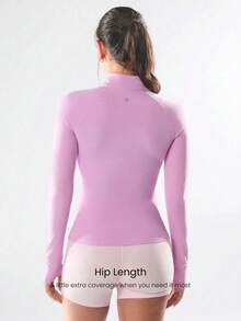 Slim-It Streamline Performance Secure Pockets Zip Up Long Sleeve Jacket Low Impact Yoga Daily Fall Glowmode Gym Clothes Women - Purple - View 3