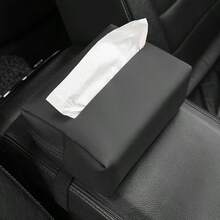 Caja de pañuelos de coche de moda, diseño fácil de usar - Organizador de almacenamiento de cuero sintético, adecuado para el respaldo del asiento y la visera, accesorio de interior de coche portátil y elegante - Caja de pañuelos para coche - Ver 6