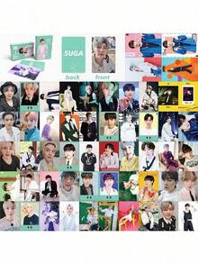 Set de 5 piezas/6 piezas/124 piezas/92 piezas de tarjetas fotográficas coleccionables de KPOP BT/S JIMIN V J-HOPE RM JIN COR-TIS MARTI JAMES JUHOON SEONGHYEON KEONHO - Kit de scrapbook hecho por fans, tarjetas de intercambio con caja de exhibición, set de marcadores, tarjetas de colección como regalo de cumpleaños de K-Pop, regalo del Día de San Valentín, pequeño regalo para apoyar al grupo popular - Gris Claro - Ver 9