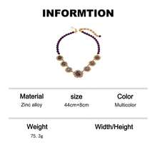 1件项链和1对耳环套装，复古宫廷风紫色串珠花卉首饰套装，镶嵌水钻，奢华优雅法式复古独特设计配饰 - 紫色 - 查看 9