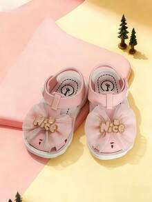 女童夏季软底透气凉鞋，婴儿学步鞋 - 粉色 - 查看 4