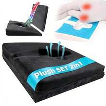 Gel Wheelchair Seat CushionBed Sore Cushions For Butt Pressure Sore Cushion For Office Chair Hemorrhoid Pillow Sciatica Coccyx Pain Relief Butt Pillow. Plush-FabricandSupport-Enhanced Set Black - 毛絨布料支撐增強套裝黑色 - 查看 1