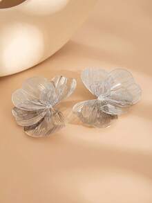 2pcs/Set Elegant Geometric Hollow Metal Flower Charm Jewelry Earrings, Luxurious & Chic, Suitable For Wedding, Party, Vacation, Casual, Street Style, Women & Couples, Holiday, Birthday, Versatile Earring Gift - Earring - View 7