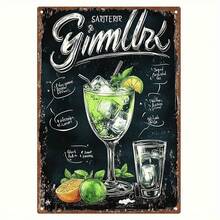 Retro Gimmler Cocktail Blackboard Metal Sign - Country Style Iron Wall Art With Hand-Painted Mojito And Soda Recipes, 19.99x 30.0cm , Perfect For Home Bar, Garage Or Office Decoration - Ideal Gift For Men, Husband, Boyfriend On Birthdays, Anniversaries, Father's Day, Bar Decoration, Garage Decoration, Retro Design, Anniversary Gift - 多色 - 查看 5