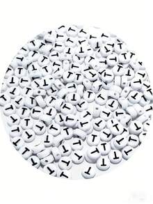100/200/300/500pcs Black & White Acrylic Letter Beads Jewelry Making Kit, Bohemian Style DIY Bracelets, Necklaces, Keychains With Letter Charms, DIY Craft Supplies - Mixed Hollow Letter Beads With Game & Friendship Themes - Black and White - View 42